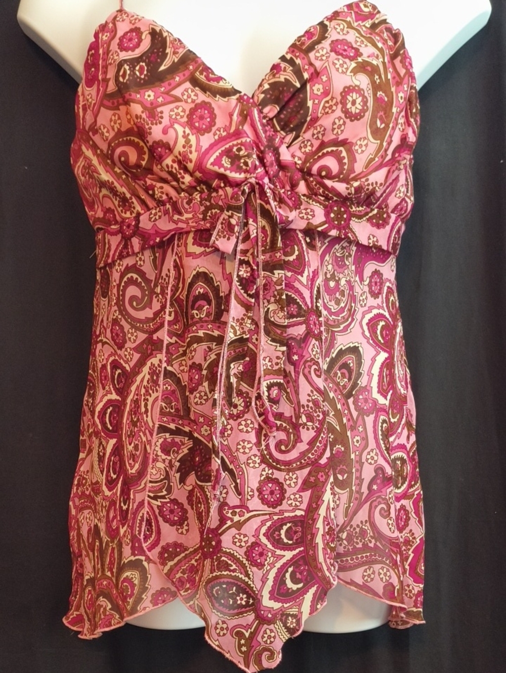Fashion Bug Pink Paisley Sleeveless Tunic with Front Tie